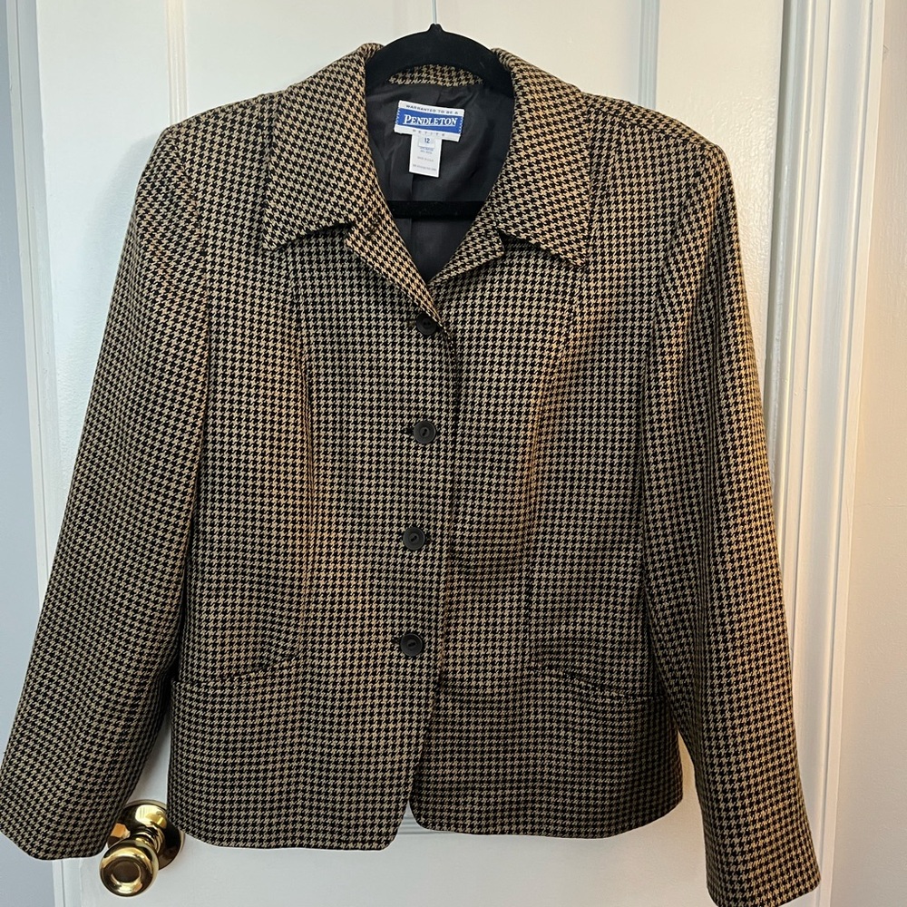 Houndstooth Pendleton Wool Blazer - image 1